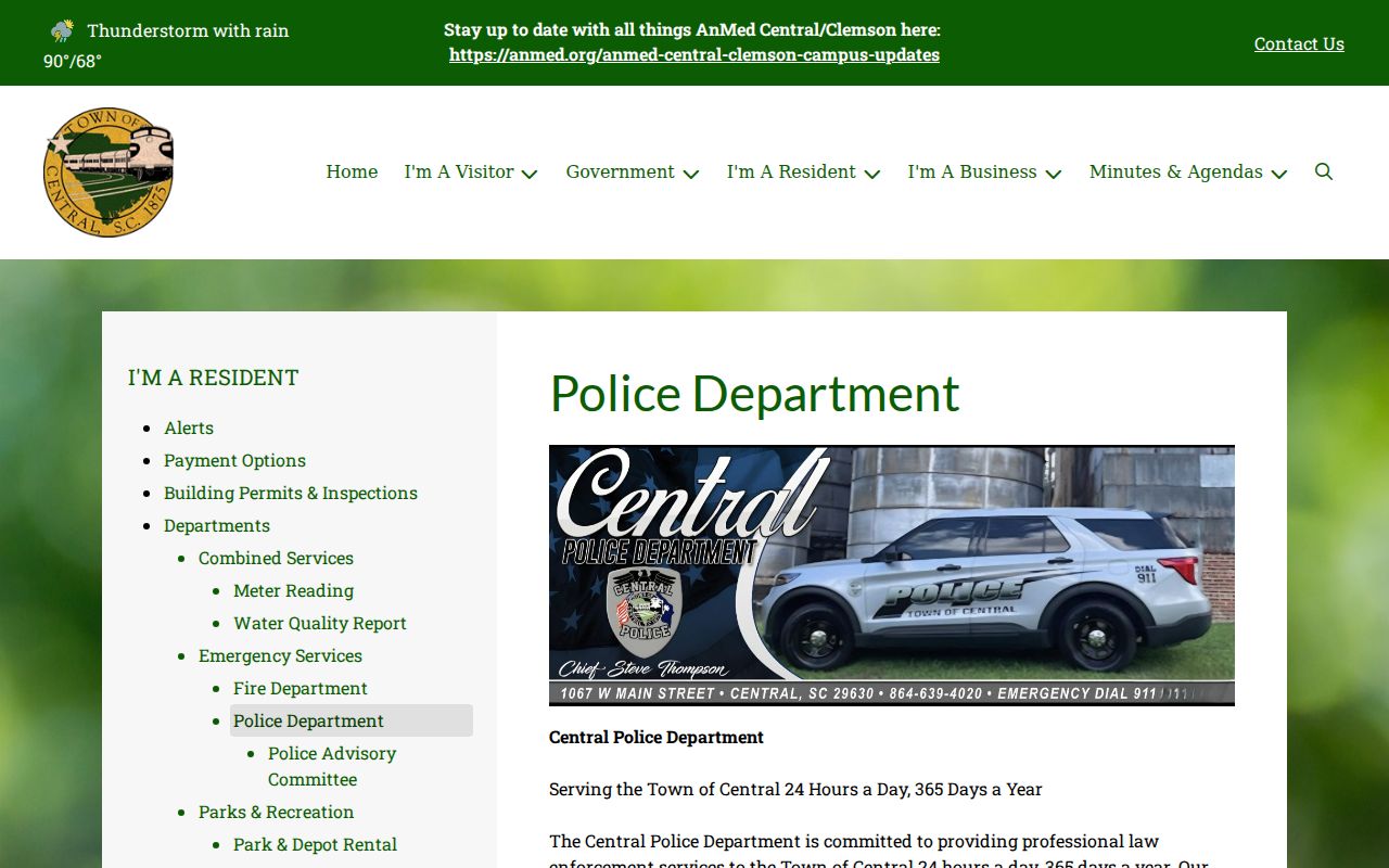 Central Police Department for Central warrant service and city police records questions